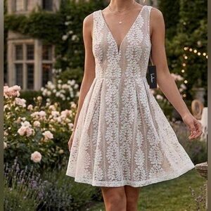 NWT Lulu’s All of My Heart White Lace Skater Dress | Size M